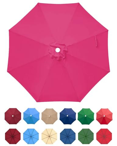 Jorohiker 9ft Patio Umbrella Replacement Canopy,Outdoor Table Market Yard Umbrella Top for Outdoor Umbrella Canopy with 8 Ribs(Pink-9ft 8Ribs)