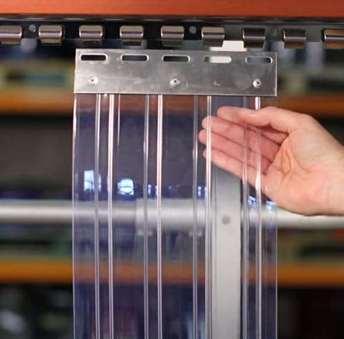 Streifenvorhang-Set mit Beschlägen, 6 transparente PVC-Streifen für Türvorhänge