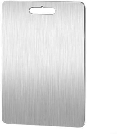 Zoegneer Schneidebrett aus Edelstahl mit ergonomischem Griffloch, multifunktionales Schneidebrett zum Kneten von Teig (25 x 36 cm)
