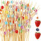 200 Piezas Palillos Para Aperitivos,Palillos Para Aperitivos Navidad,Palillos Navidad,Pinchos Para Aperitivos,Palillos,Pinchos Navidad,Pinchos De Bambú,Palillos Decorativos,Palillos Aperitivos