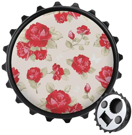 Rose - Abridor de botellas portátil y fuerte con imanes para nevera, bonito estilo negro