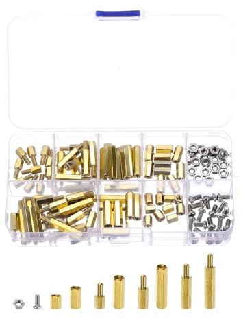 sourcing map Kit surtido de 120 tuercas de tornillo de acero inoxidable M3 hexagonales macho-hembra de latón para Raspberry Pi