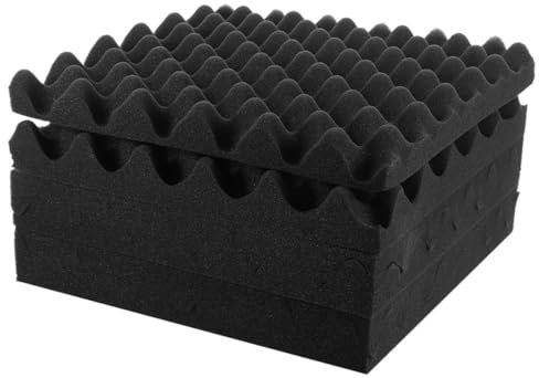 SECFOU 6 Pièces Coton D'isolation Phonique Panneau Acoustique Caissons De Basse Panneaux Acoustiques Insonorisant D'isolation Des Haut-parleurs Coton Insonorisant Black