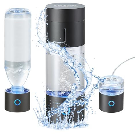 VEVOR Generador de Botella de Agua de Hidrógeno, 230 ml de Capacidad Fabricante de Agua de Hidrógeno Portátil, Máquina Ionizadora de Agua Rica en Hidrógeno con Tecnología con Tubo de Inhalación Nasal
