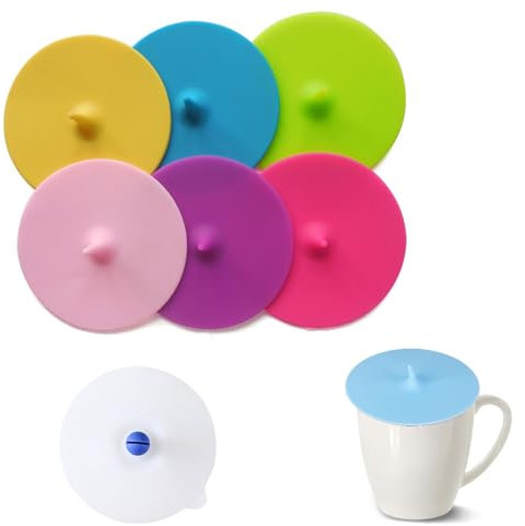 7 Stück 10 Cm Silikon-Wasserbecherdeckel,Silikondeckel FüR GläSer, Glasabdeckung Trinkglas,Deckel FüR TrinkgläSer Silikon,Silikondeckel, Tasse Deckel, Teetasse Deckel, Schüssel Deckel, 7 Farben