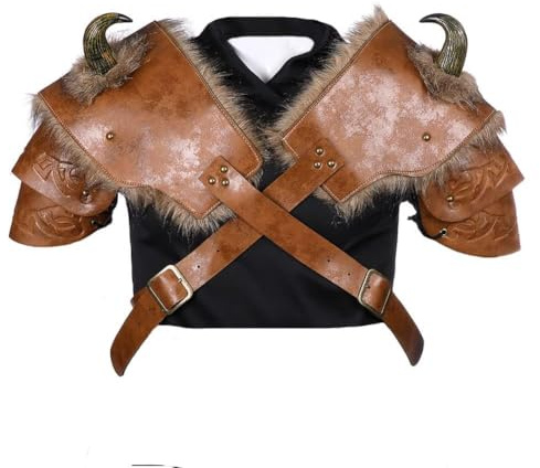 AIGOUT Mittelalter-Kostüm, Retro-Steampunk-Leder-Körper, Schulterpanzer, Brustpanzer, Cosplay-Party (1 Stück, rechte Schulter)