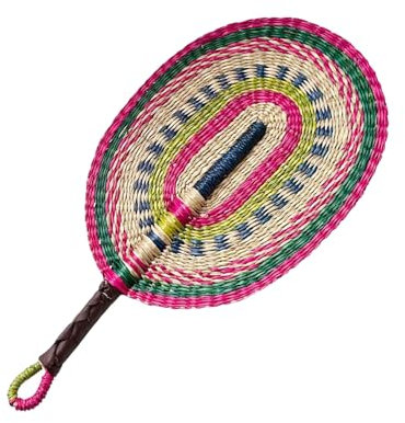 AOYUDJ African Colorful Hand Fan Handmade Woven Sea Grass Hanging Decors Handheld Fan Farmhouses Home Bedroom Decoration