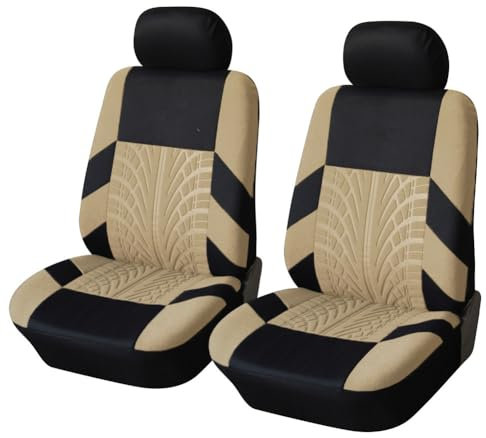 JianJz Autositzbezüge für VW Golf Sportsvan 2014-2020, Atmungsaktiv Sitzschoner Rutschfester Auto Sitzbezüge Sets Innenraum Zubehör, beige-Two Seats
