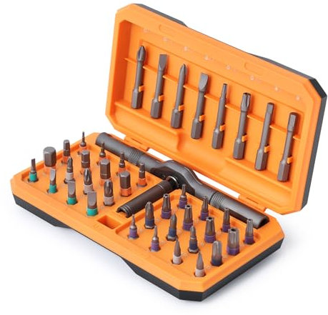 OQIMAX 42 in 1 Set Cacciaviti Precisione, Kit Professionali a Cricchetto con 40 Punte Magnetiche, Impugnatura a Cricchetto Staccabile, Strumenti di Riparazione Magnetico per Biciclette, Mobili