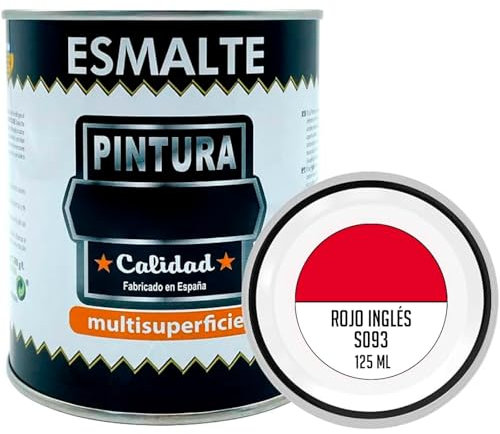 AC - Bote de Pintura Esmalte - Fabricado en España - Ideal para Cualquier Superficie, Madera, Plástico, Cristal o Cemento - Capacidad de 125 ML - Rojo Ingles (S093)