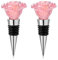 2 Pcs Elegant Rose Wine Stoppers, Silicone Leak Proof Bottle Stopper Keeps Wine Fresh, Reusable Wines Bottles Stopper for Party, Bar, Home, Birthday, Holiday, Anniversary