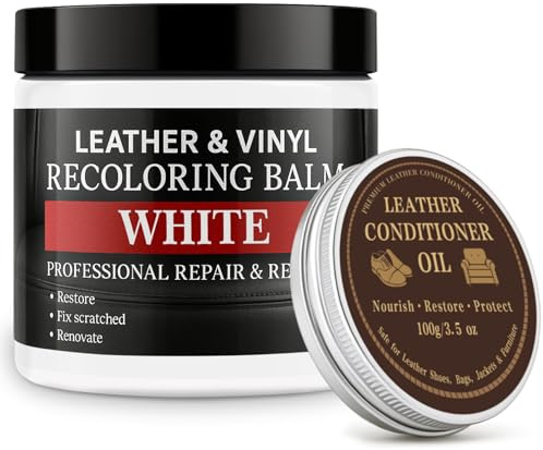 Laxmorph Leder Reparatur Set Weiß, Lederfarbe Autositze, Lederreparatur Creme, Auto Leder Reparatur Set, Leder Auffrischen, Färben, Flüssigleder & Lederfarbe mit Lederpflegemittel