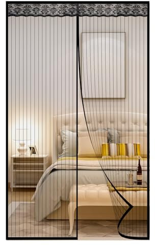 Mosquitera para puerta de balcón, 90 x 200 cm, con imanes más fuertes, cortina protectora contra insectos, mosquitera para puerta sin agujeros, resistente a roturas, resistente a la intemperie, cinta
