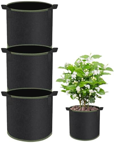 ZEXIJOW Lot de 3 sacs de plantation noirs 4L pour, Tomates, Carottes, Fraises, Fleurs, Réutilisables avec Poignées Renforcées, Gants de Jardinage, pour Balcon, Terrasse, Jardin et Serre- 1 gallon