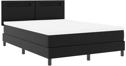 vidaXL Boxspringbett mit Matratze schwarz 140 x 200 cm aus Kunstleder, höhenverstellbares Kopfteil, Abnehmbarer und waschbarer Bezug, moderner Rahmen für Dein Schlafzimmer