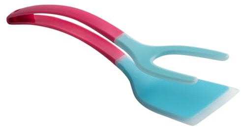 Espátula Volteadora de Huevos,2 en 1 Espátula y Pinzas | Utensilio de Cocina con Mango Ergonómico para la Carne, la Barbacoa, los Panqueques, el Pescado, las Tostadas, el Desayuno y la Tortilla