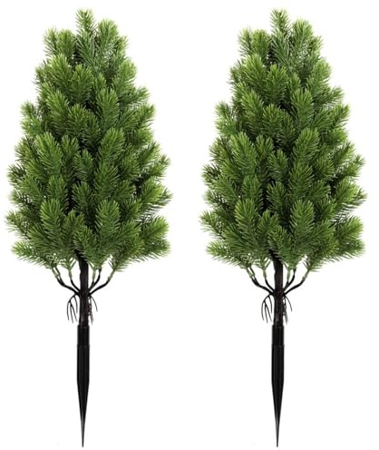 50m Künstliche Zypresse Formschnitt Kugelbäume mit Erdspieß UV-beständige Kunstbaum Outdoor künstliche Formschnittbäume für den Innen- und Außenbereich für Veranda Front Veranda Garten (2 Stück,A)