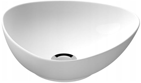 DomoDomo - Lavabo da appoggio 40 x 40 x 13,5 cm - Lavabo in ceramica bianco, senza foro per rubinetto e senza troppopieno, parete sottile 8 mm, design moderno per bagno/lavabo