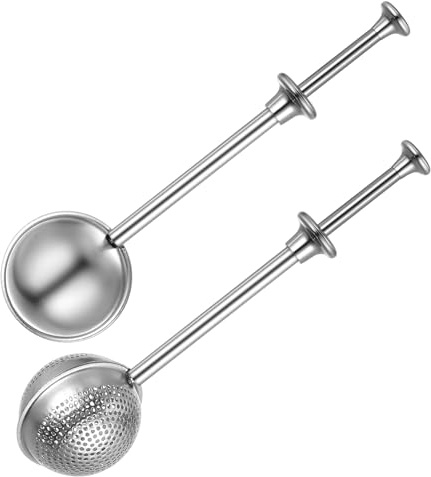 Teesieb für Losen Tee Sieb, Teezange Teaballs mit Teleskopgriff, Edelstahl Teeei für Losen Teesieb für Tasse, Teefilter Kugelförmiger für Staubwedel Gewürze Zucker Mehl Kakaopulver (A)