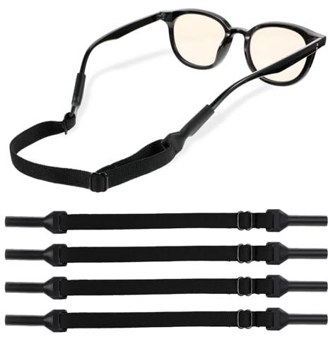 ValueBargain 4 Stück Brillenband Sport, Verstellbarer Brille Sportband, Atmungsaktiv & Bequem für Männer, Frauen & Kinder (Kein Schwanz-Design)