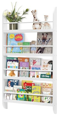 GREENSAPPIRE Kids Bookshelf 4-Tier Display Shelf White 116.5 x 60 x 10cm | Organized Book Storage Keeps Reading Materials Visible and Easy to Access, Ideal for Children's Rooms, Classrooms or Schools.