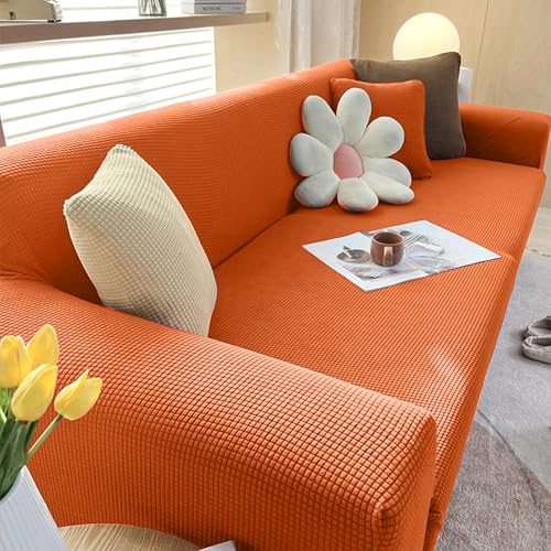 VanderHOME High Stretch Sofabezug Moderne Weicher Sofaüberzug Polyester Jacquard Rutschfester Sofahusse Für Wohnzimmer Protector Für Hunde Haustiere (1 Sitzer, Orange)