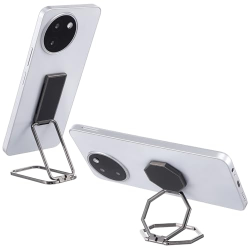 XLIUAX 2 Pcs Cell Phone Holder Finger Kickstand, Foldable Metal Ultra-Thin Cellphone Back Grip Stand Universal Adjustable Holders for Magnetic Car Mount Compatible with Phone Tablets
