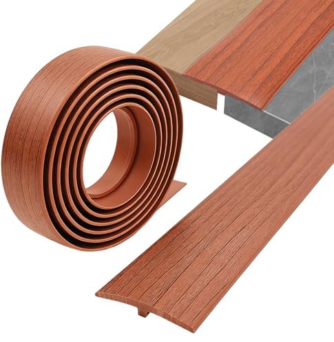 Übergangsprofil, T Profil Übergangsleiste Selbstklebend, Übergangsprofil Selbstklebend,Übergangsleiste Boden,Türschwellen Leiste PVC Flache Spaltabdeckung für Türschwellen (Holzkorn Braun, 5cm x 3m)