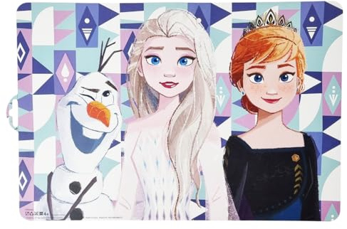 Disney Tovaglietta Lavabile in Plastica Frozen Elsa Anna Olaf Occhiolino PVC Antimacchia da Colazione e Pranzo 42x28cm