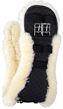 HORZE Pferde Dressurgurt Harleigh, anatomischer Sattelgurt aus echt Lammfell, Kurzgurt, Schwarz, 60