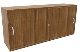 Geramöbel Anstell-Schiebetürenschrank mit Mittelseite, 2 Dekor-Einlegeböden, mit Stellfüßen, abschließbar, 1600x425x720, Ahorn/AhornNussbaum/Nussbaum