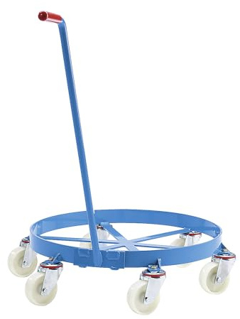 eurokraft pro | Fassroller | Fahrgestell offen, Tragfähigkeit 450 kg, 6 Lenkrollen