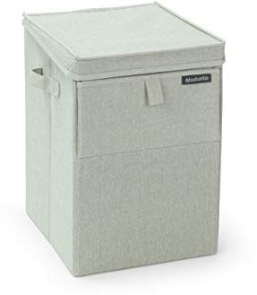 Brabantia - Wäschebox Stapelbar - Wäschekorb - Leicht zu befüllen und zu entleeren - Großes Volumen - Schnell flach zusammengefaltet - Leichte und stabile Griffe - Green - 35 L- 37.0 x 44.5 x 32.0 cm