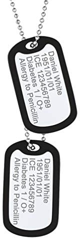 PROSTEEL Militärischen Erkennungsmarken 2 personalisiert Dog Tags im Armeestil mit Kugelkette und Silikon Edelstahl Medical Alert Anhänger Halskette Name Texte Gravur für Geburtstag Vatertag