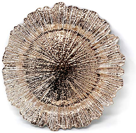 allgala 13-Inch 6-Pack Heavy Quality Round Charger Plates-Reed Rose Gold-HD80333