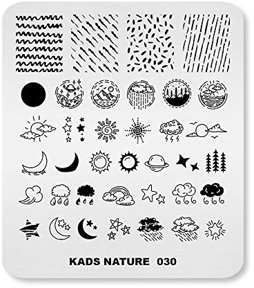 Alexnailart Nail Stamping Plate Nail Art Wetter Sonne Mond Regen Wolken Landschaft Bild Vorlage Transfer Schablonen Maniküre Print Nagel Kunst DIY werkzeug