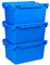 3x New 80 Litre Large Plastic Lidded Crate Office Storage