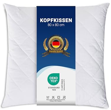 ZOLLNER 5er Set Kopfkissen - 80x80 cm - mit Reißverschluss – Individuell anpassbare Füllung aus Synthetikfasern - bis 95°C waschbar - Bezug aus Baumwollmischung - Hotelqualität