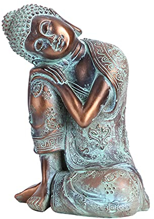 Buddha Figur 23 x 17 x 12.5 cm Schlafender Deko Zen Buddha Statuen Harz Handgemalte Tischdeko Skulptur Hindu Buddhismus Meditation Figuren Ostasiatisches Yoga Wohnzimmer Garten Dekofigur