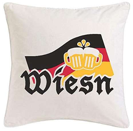 Reifen-Markt Kissenbezug 40x40cm Oktoberfest - Wiesn - MÜNCHEN - CANNSTATTER WASEN - Volksfest aus Mikrofaser in Weiß