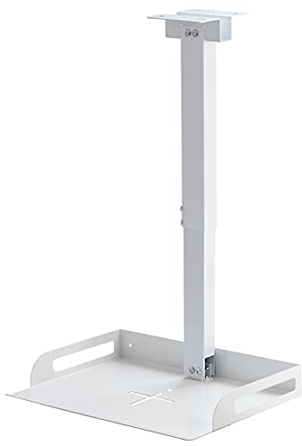Drsn Universal Beamer-Halterung für die Decke/Wand, Tragfähigkeit 5kg - Tablett 35×22cm - Verstellbar 34-56cm, Kabelführung, Aluminium + Kohlenstoffstahl, Einzigartiges Design, universelle Halterung