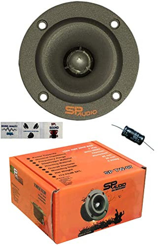 SP Audio 1 SP-TW07 SPTW07 superhochtöner 8,5 cm 85 mm Durchmesser 100 watt rms und 200 watt max impedanz 4 ohm empfindlichkeit 112,3 db neodym-Magnet, 1 stück + Kondensator und 3 kostenlose Aufkleber