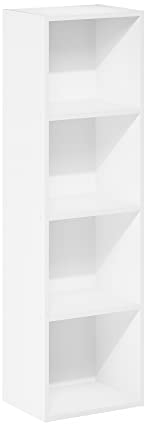 Furinno Pasir 4-stufiges Bücherregal mit offenem Regal, Weiß