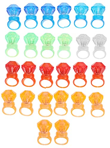 NUOBESTY Flashing Finger Toy 26 Stück LED-Leuchtring Bunt Blinkende Ringe Fingerspielzeug Neuheit Die im Dunkeln Leuchten Gelee-Ringe für Kinder Halloween-Party Zufällige Farbe Kinderring