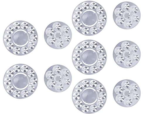10 bandejas redondas de metal para pintura, metal de 10 pocillos y 6 pocillos redondos para artistas, acuarelas, paleta de mezcla de pintura, para artistas, acuarelas, bricolaje, manualidades, pintura
