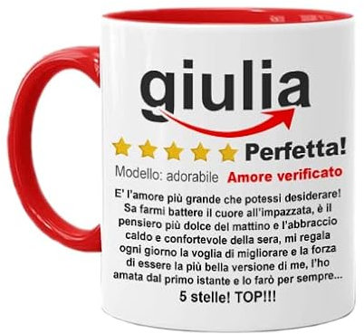 Gattablu Tazza color mug 11 oz Recensione d'amore PERSONALIZZABILE moglie compagna fidanzata, personalizzata con nome, 5 stelle, scrivi la tua dedica!