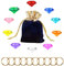Acryl Diamant Edelsteine und Goldring Set, Mädchen Acryl Diamant Spielzeug Beutel mit 10 Acryl Diamanten 10 Gold Power Ringen für Kuchendekoration, Dekoration, Geburtstagsfeier, Geschenkartikel