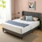Zinus Sasha Bed 100x200 cm - Höhe 25 cm - Gepolsterter Plattform Bettrahmen mit Wingback Kopfteil und Bambus Lattenrost - Dunkelgrau