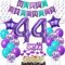 Deko 44. Geburtstag Frau, Luftballons 44 Geburtstag deko Frauen lila, Geburtstagsdeko 44 Jahre Frauen Dekoration, Ballon 44. Geburtstag Frauen lila Tortendeko 44. Geburtstag deko Luftballon Frau