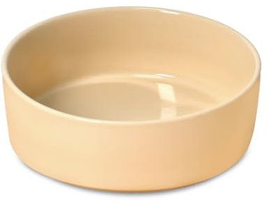 P-ZOONPE Ceramic Dog Bowl, Non-Slip for Medium Large Sized Dogs, Porcelain Pet Bowl for Food and Water, 60 Oz Heavy Water Bowl, Easy to Clean (Light Yellow)
